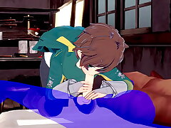 KonoSuba Yaoi - Kazuma blowjob with cum in his indiscretion - Japanese Asian Manga anime game porn gay asian gay 69 carnal knowledge videos